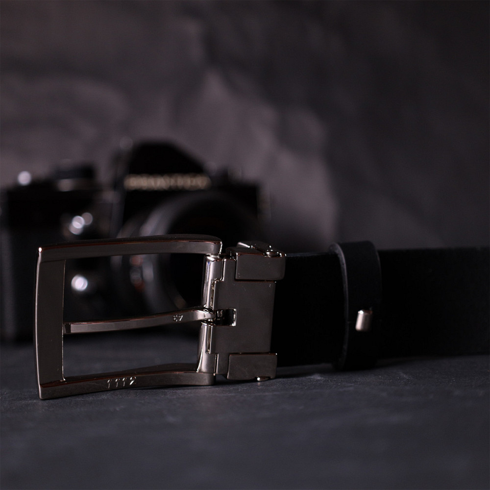 Стильный брючный ремень для мужчин из натуральной кожи GRANDE PELLE 11675 Черный Киев - изображение 2