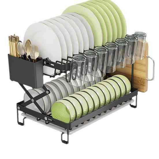 Сушарка для посуду, чашок, столових приладів, органайзер трансформер з регулюванням висоти з піддоном, метал Кам'янець-Подільський