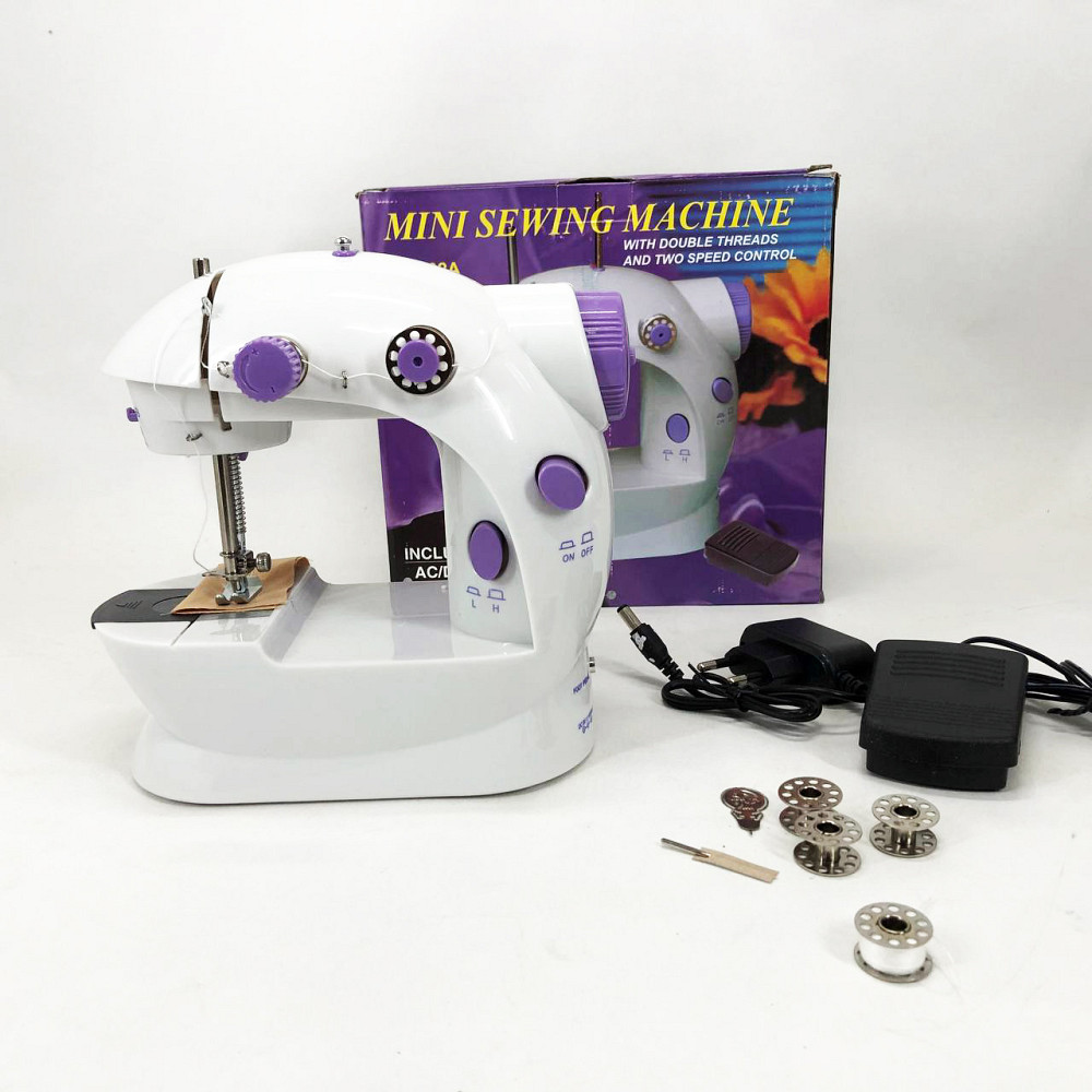 Міні швейна машинка з оверлоком, Машинка швейна побутова дитяча пластик ручне керування SY-24 Львів - фото 9