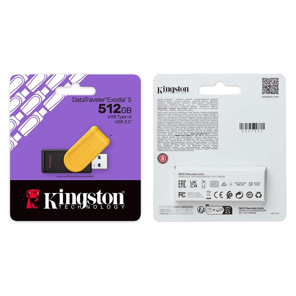 Флеш-накопитель Kingston USB 3.2 DT Exodia S 512GB Black/Yellow Киев - изображение 2