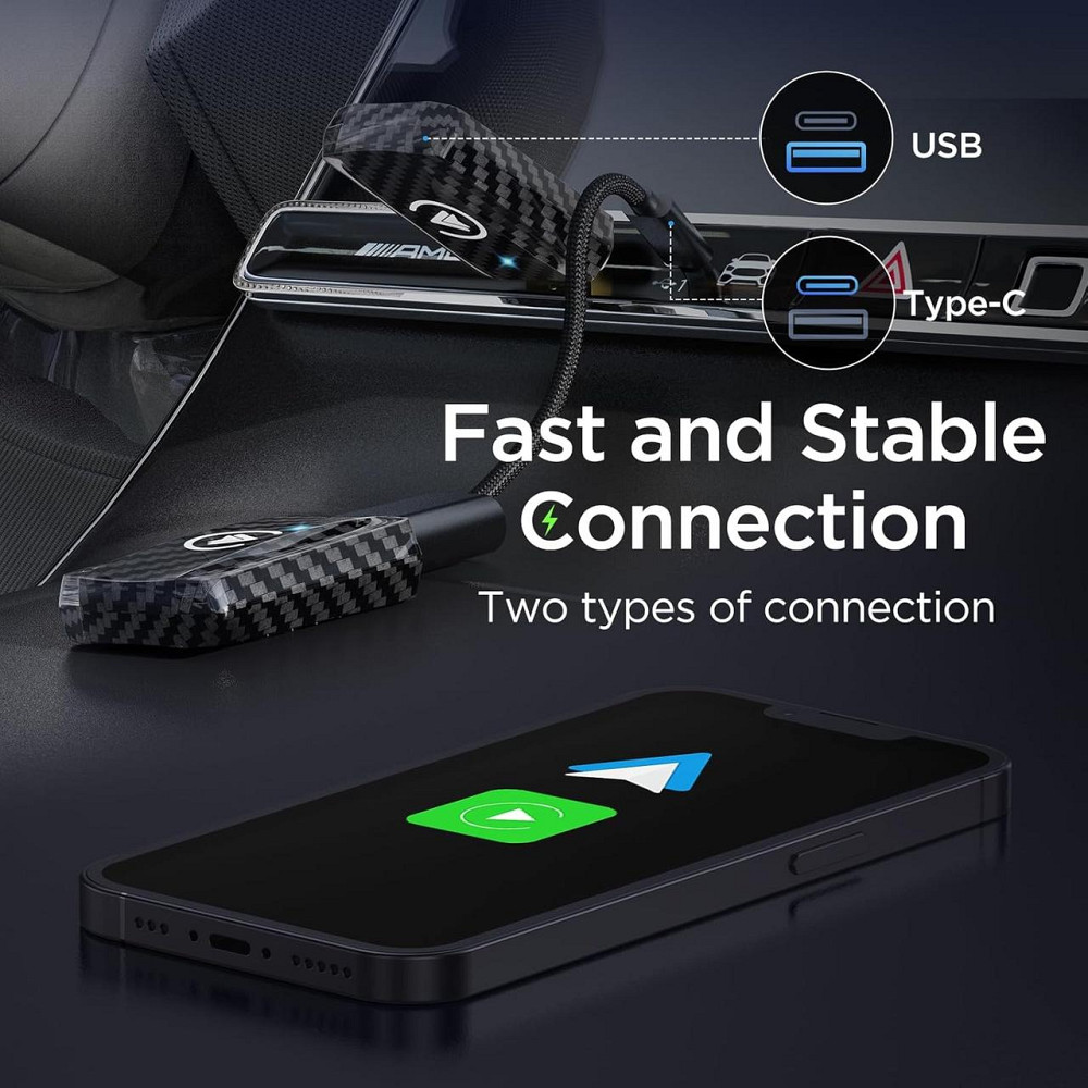 Бездротовий адаптер CarPlay Android Auto 2в1, перехідник для дротового штатного карплей в авто для iPhone iOS 10+ Android 11+ Київ - фото 6