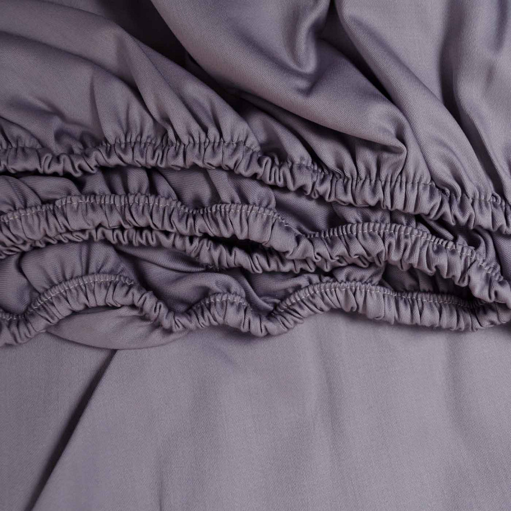 Простирадло на резинці односпальне сатин 100% бавовна 90х200х30см 125г/м2 (Сірий) Суми - фото 4