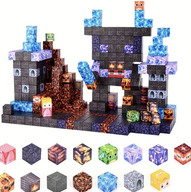 Конструктор магнитный майнкрафт 100 блоков, Minecraft. Харьков - изображение 3