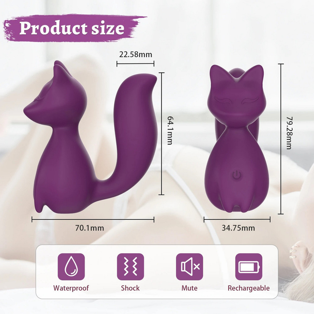 Мини-вибратор клиторальный Every Night Toys Doris в форме лисы фиолетовый, 10 режимов вибрации Sex Aura Киев - изображение 8