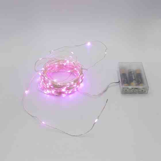Гирлянда-роса (Copper Wire) 100P-1 Battery внутренняя, пров.:прозрачный, (Розовый) 7289 Киев