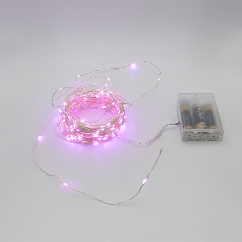 Гірлянда-роса (Copper Wire) 100P-1 Battery внутрішня, пров.: прозора, (Рожевий) 7289 Одеса - фото 1