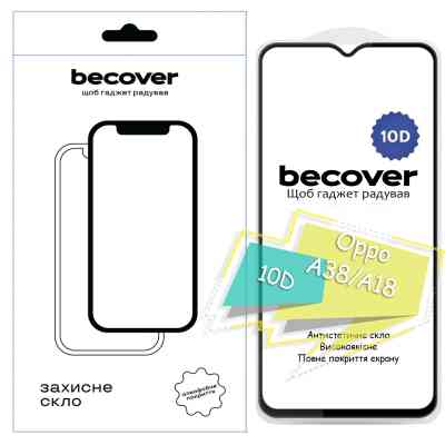 Скло захисне BeCover Oppo A38 / A18 10D Black (713170) Вінниця