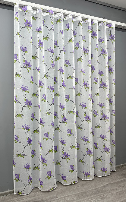 Тюль VR-Textil 1907т Flora Батист Білий з фіолетовим та салатовим 300х270 см (40-243) Київ - фото 10
