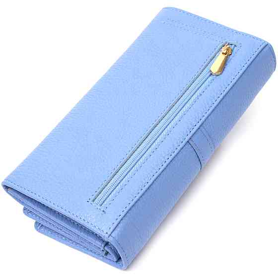 Красивий жіночий гаманець з великою кількістю відділень із натуральної шкіри Блакитний (Tony Bellucci) Київ