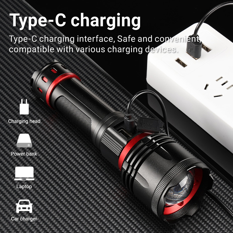 Ручний ліхтар YM-B631-D, 2500LM, 30 W LED 1*26650 акум, TYPE-C Дніпро - фото 8