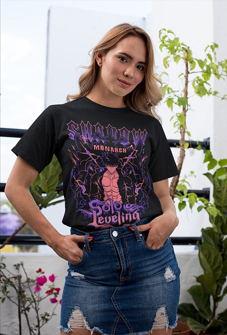 Футболка для хлопчика з аніме принтом Соло Левелінг Сунг Джінвоо оверсайз (зріст від 165 до 180) Чорний AnimeJ0414m Дніпро - фото 1