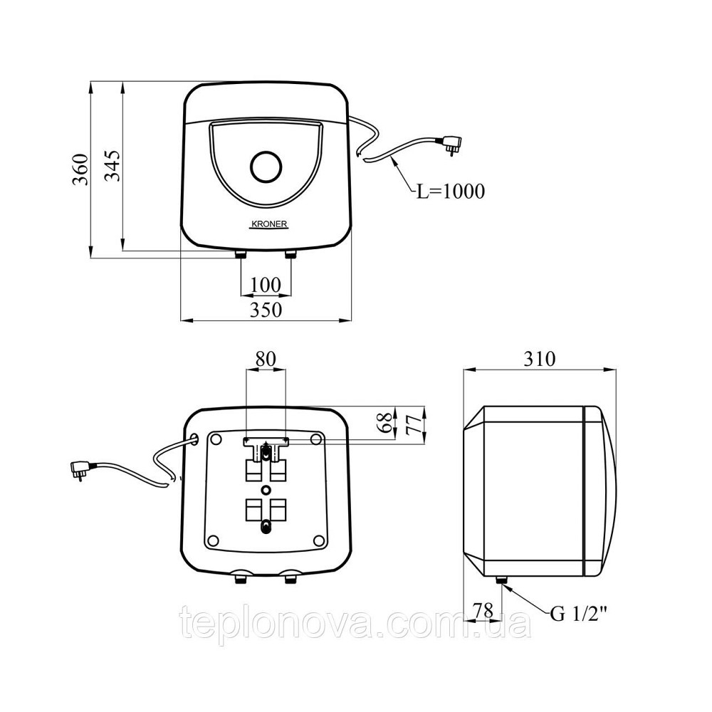 Водонагреватель Kroner Small K15SA1.5 с мокрым ТЭНом Черновцы - изображение 2