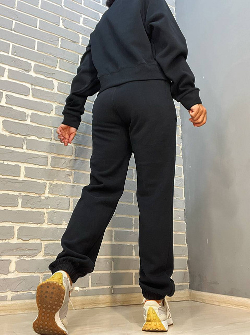 Костюм жіночий A-N 2740 світшот вишивка з джогерами на резинці рубчик чорний, чорний, XL Київ - фото 4