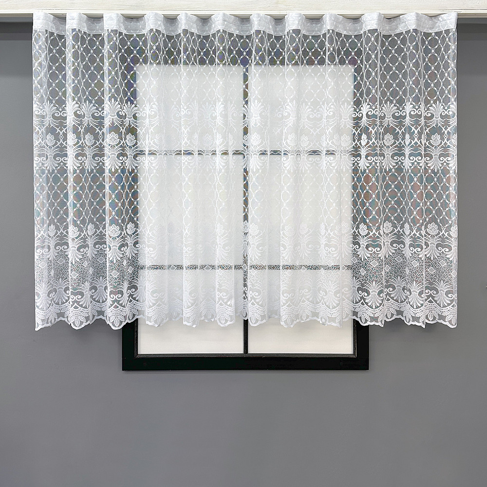 Коротка тюль, висота 1,2м, жаккард "Jak-1" колір білий 695т Київ - фото 1