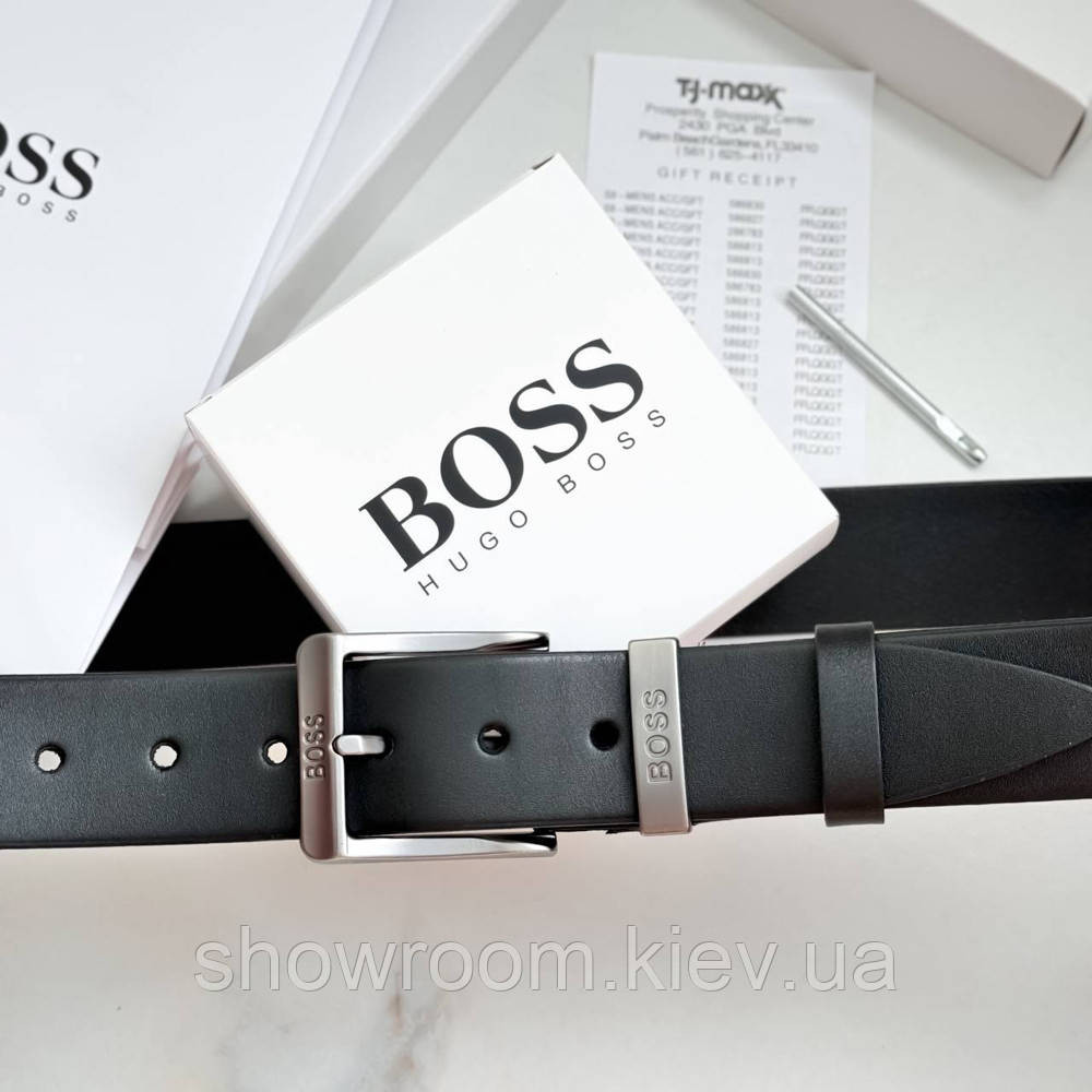 Мужской брендовый ремень Boss из натуральной кожи (220) Киев - изображение 2