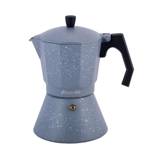 Кавоварка гейзерна 600мл (12 порцій) алюмінієва широке індукційне дно сірий мармур 2519GR KAMILLE Житомир - фото 3