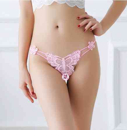 Трусики з перлинами рожеві "Метелик" - розмір універсальний (на резинці), 15% нейлон, 85% поліестер Київ