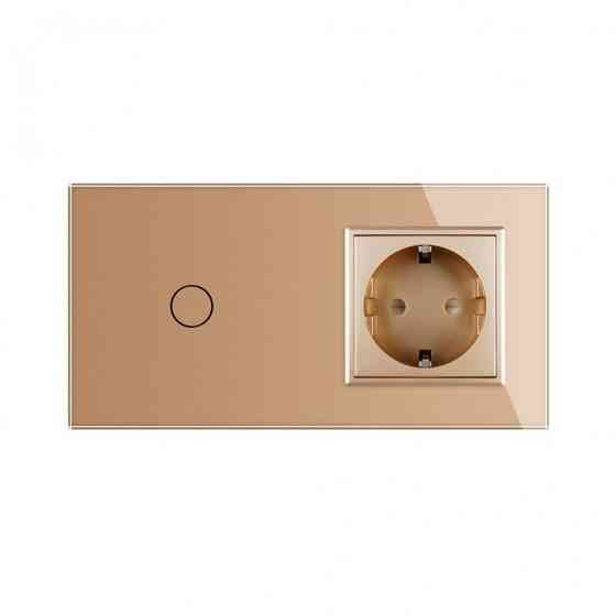 Розумний сенсорний ZigBee вимикач 1 сенсор 1 розетка Livolo золото скло (VL-C701Z/C7C1EU-13) Коломыя