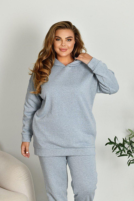 Жіночий прогулянковий костюм: худі і штани батал у спортивному стилі тринитка на флісі Одеса - фото 5