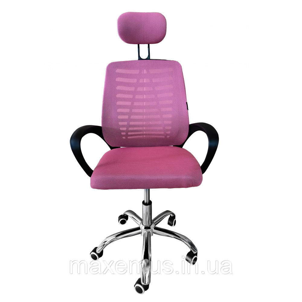Кресло офисное B-6-2-00 розовое компьютерное эргономичное кресло для дома и офиса с подголовником Мостиска - изображение 7