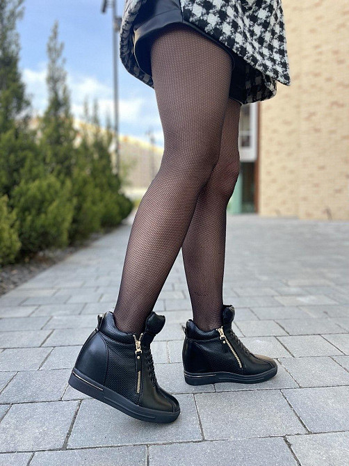 Снікерси жіночі Bosida чорні еко-шкіра танкетка 5см ( -1) (5221) Коломия - фото 4