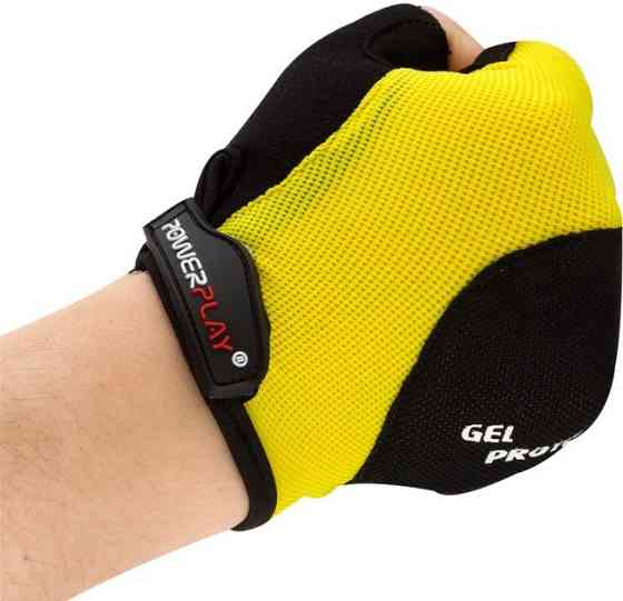 Велорукавички PowerPlay 5028 B Чорно-жовті M Каменское