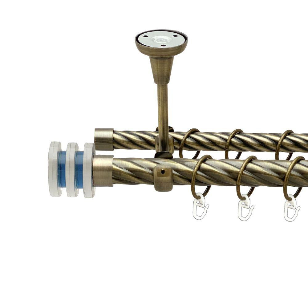 Карниз Orvit Акварія металевий дворядний відкритий до стелі скручена труба кільце металеве Антик 25\19 мм 300 см (00-00019045) Львів - фото 1