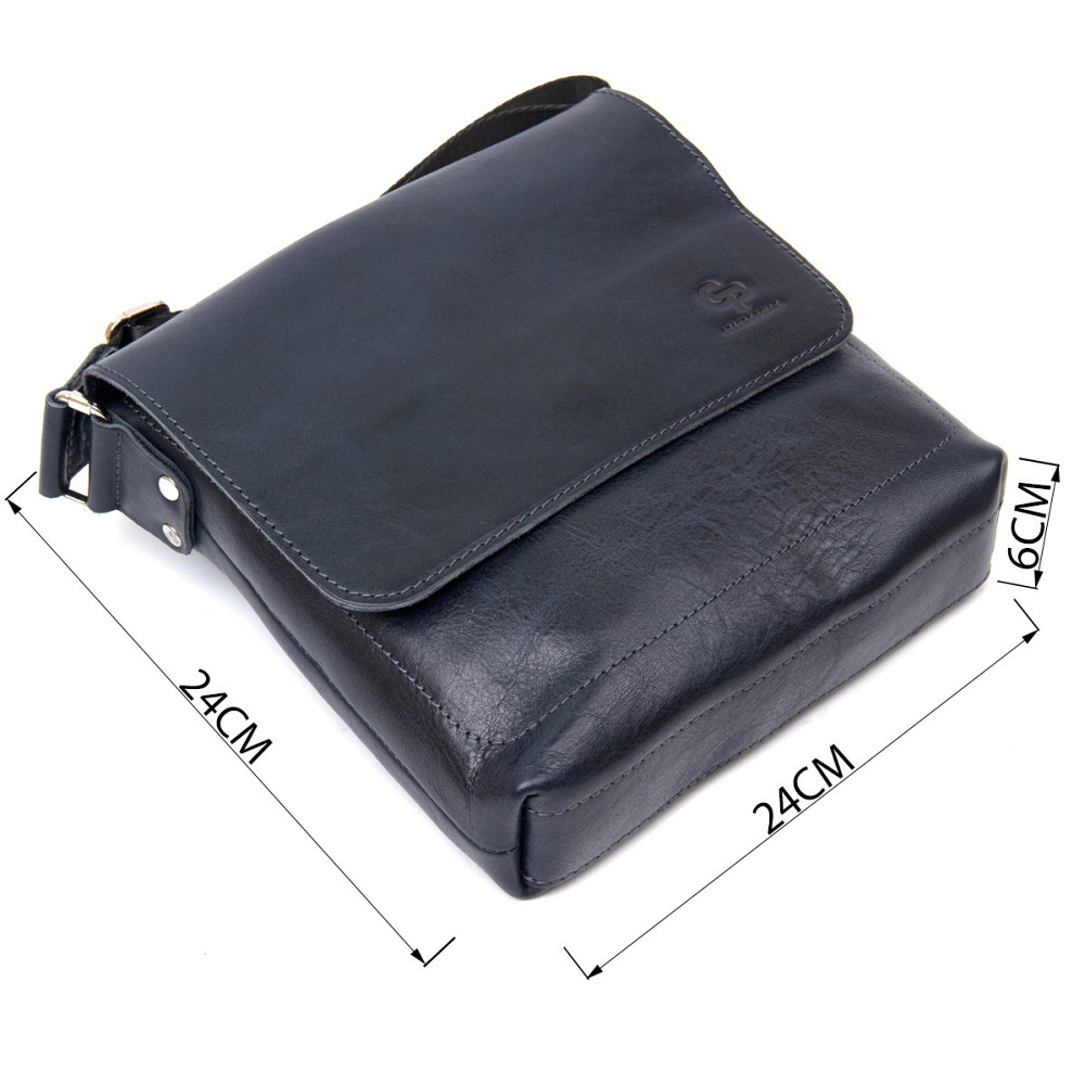 Практичная кожаная мужская сумка-мессенджер Темно-синий (GRANDE PELLE) Киев - изображение 7