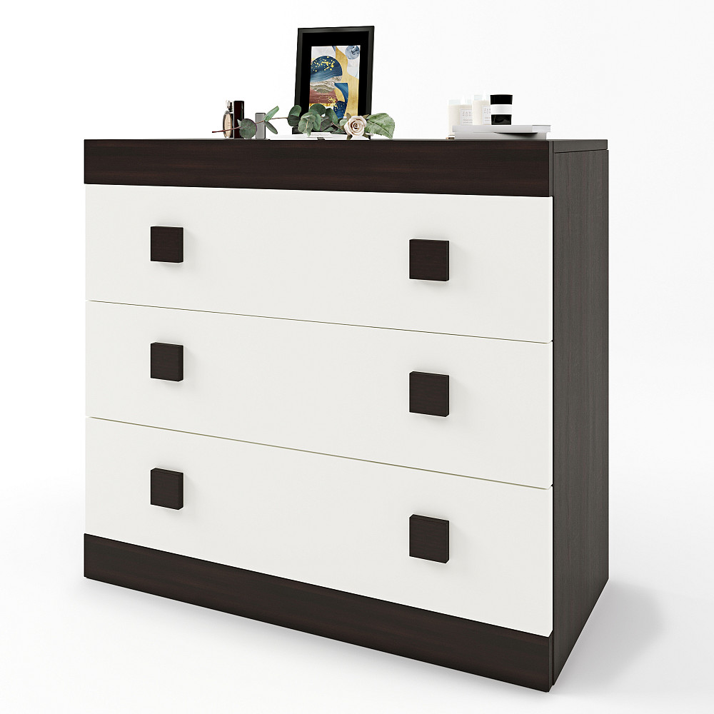 Комод Еверест на 3 ящики Соната-1 80х38х75 венге темний + білий (DTM-2046) Львів - фото 2