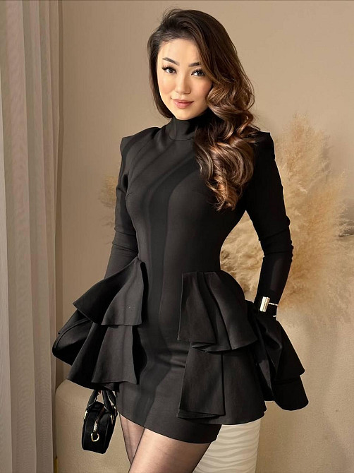 Женское черное мини платье с воланами трикотаж алекс Одесса - изображение 1