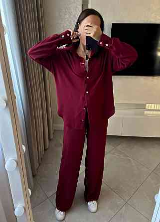 Жіночий базовий костюм-штани: сорочка та штани ролекс Бургунді, 42/46 Одеса