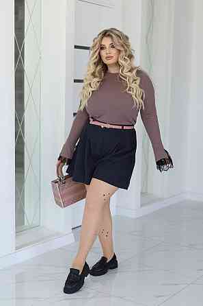 Женский лонгслив рубчик с кружевом Chic 42-44, Мокко Киев