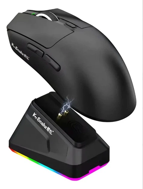 Миша бездротова K-SNAKE X11 Black RGB Dock, 12000 DPI, PixArt PAW3311, 63 г, Bluetooth/2.4GHz/USB-C Київ - фото 2