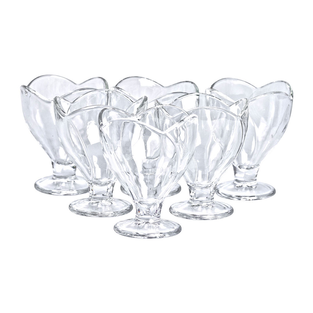 Yiwu Набір креманок на ніжці 6 шт креманки скляні для десертів, морозива, желе набір 180 мл HP- Киев - изображение 5