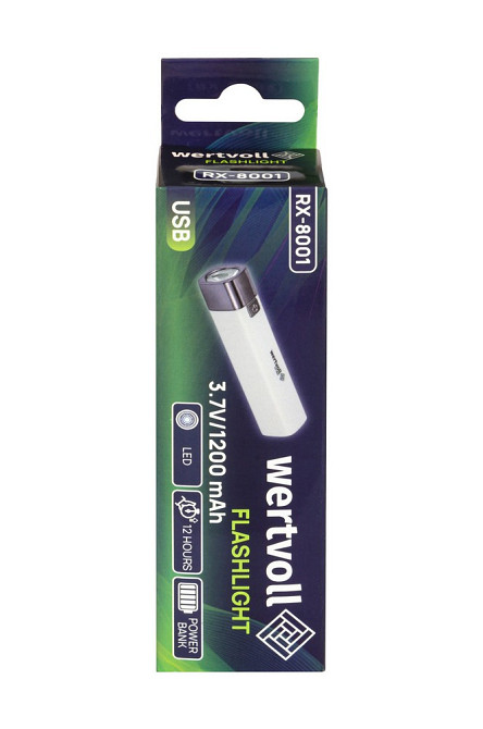 WERTVOLL Ліхтар WERTVOLL 3 режими LED Li-ion 1200 mAh/t 7000 K/80 lum powerbank ABS 122х25 мм W Киев - изображение 8