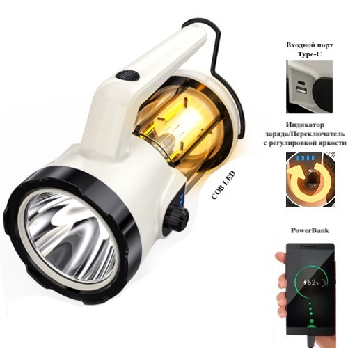 Кемпінговий ліхтар CH-22020 (LM+COB)+Power bank+Type-C+2 режими (плавне регулювання) Вінниця - фото 8