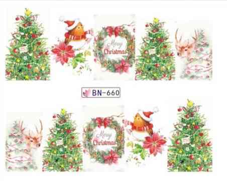 Новогодние наклейки на ногти BN-660 Киев