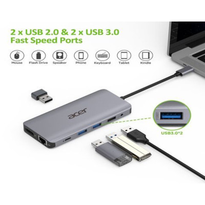 Порт-реплікатор Acer 12in1 Type C dongle USB3.2, USB2.0, SD/TF, HDMI, PD, DP ... (HP.DSCAB.009) Вінниця - фото 3