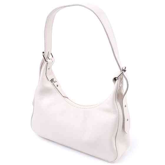 Сумка багет з регульованим ременем з натуральної шкіри Shvigel 22831 Бежева Київ