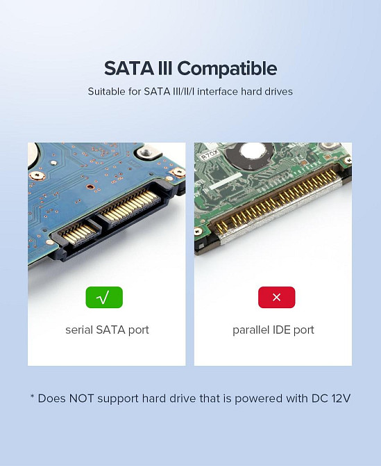 Зовнішній корпус для жорсткого диска Ugreen US221 (HDD/SSD кишене) SATA 2.5" USB 3.0 (Чорний) Николаев - изображение 5