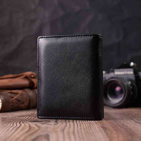 Вертикальный кошелек для стильных мужчин из натуральной кожи ST Leather 22464 Черный Киев