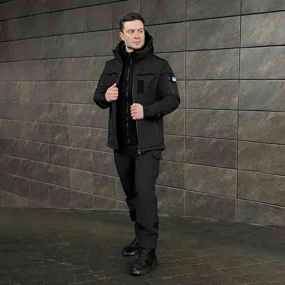 Мужская черная демисезонная куртка Pobedov Motive с липучками Киев