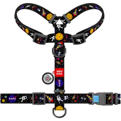Шлея для собак WAUDOG Nylon з QR паспортом анатомічна H-подібна "NASA" S (5609) Вінниця