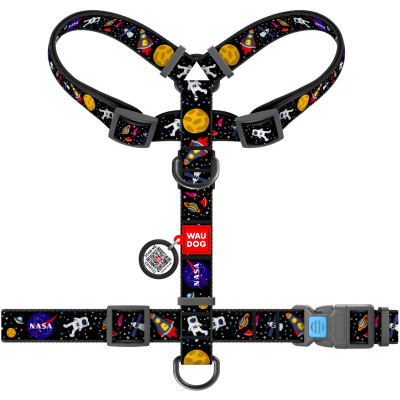 Шлея для собак WAUDOG Nylon з QR паспортом анатомічна H-подібна "NASA" S (5609) Вінниця - фото 2