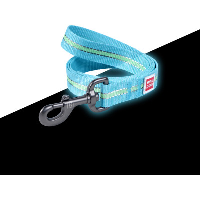 Поводок для собак WAUDOG Nylon светонакопительный M Ш 20 голубой (45742) Винница - изображение 4