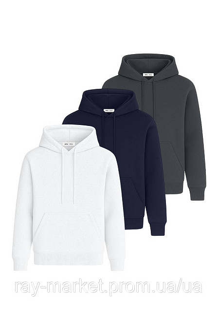 Набір жіночий худі утеплене 3шт RAY BASIC Білий/Темно-сірий/Темно-синій (U0401W-White-Navy-DarkGrey) M Київ - фото 1