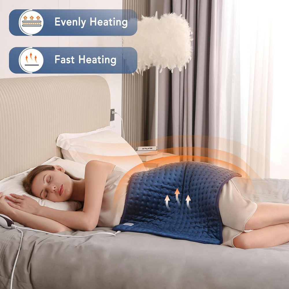 Электрогрелка CURECURE 50x60 см автоматическим отключением 5 уровней нагрева для спины шеи и плеч хлопок синяя Киев - изображение 2