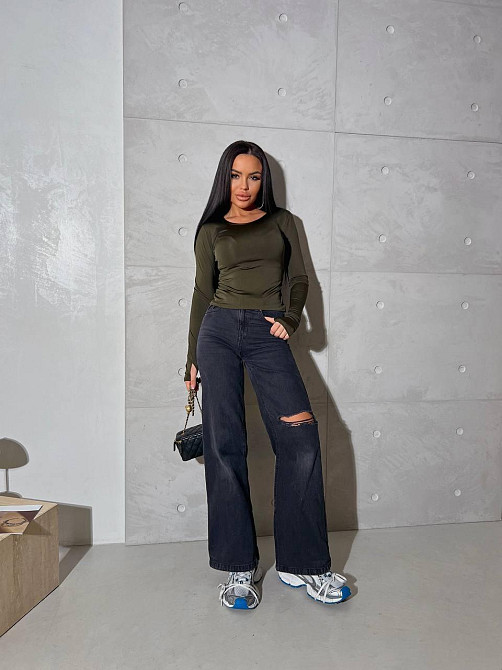 Жіночий базовий лонгслів із мікродайвінгу Хакі Одеса - фото 7