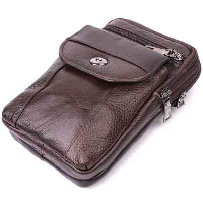 Сумка Vintage Чоловіча на пояс з натуральної шкіри Коричнева (22141) Вінниця