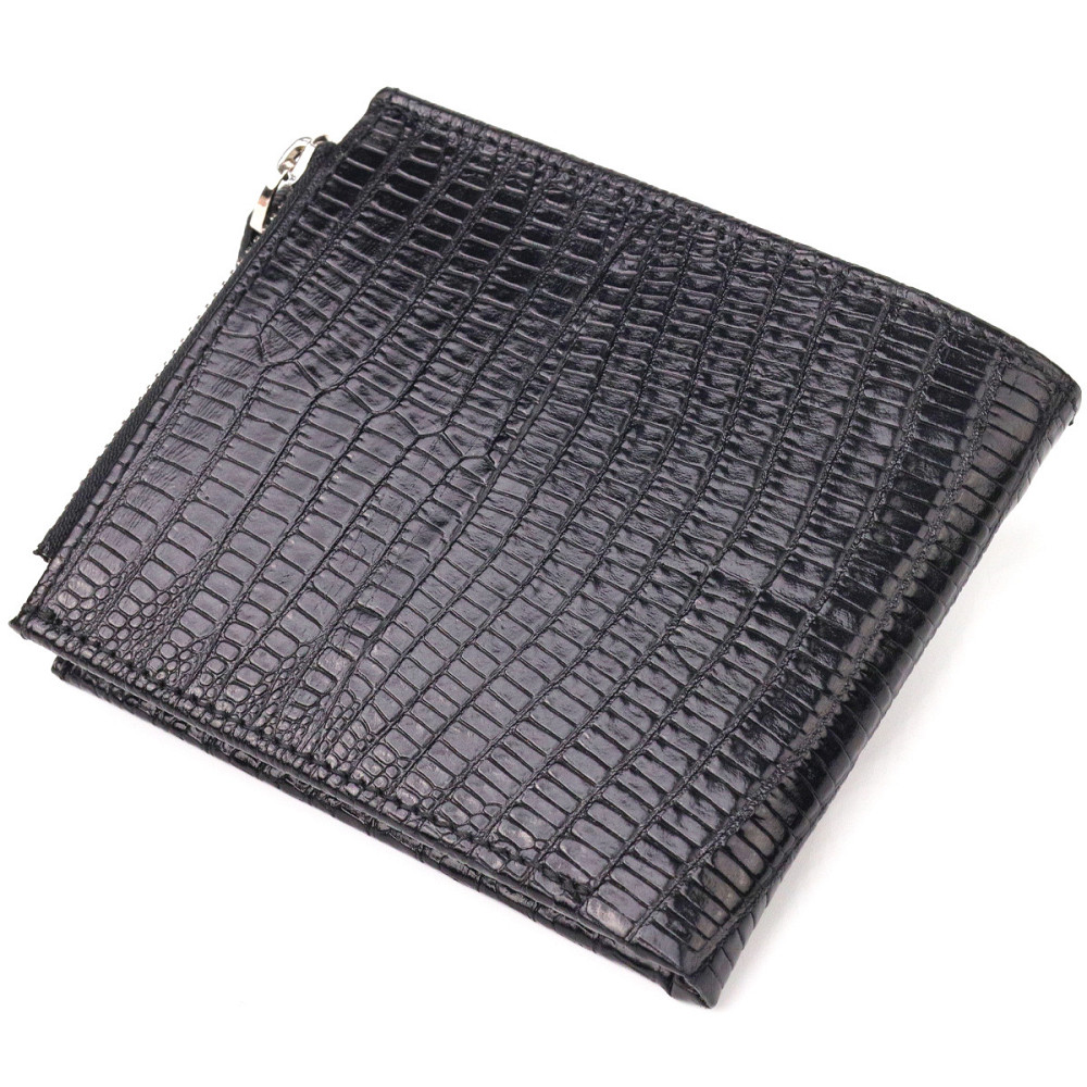 Отличный мужской горизонтальный кошелек из натуральной фактурной кожи CANPELLINI 21506 Черный Киев - изображение 9